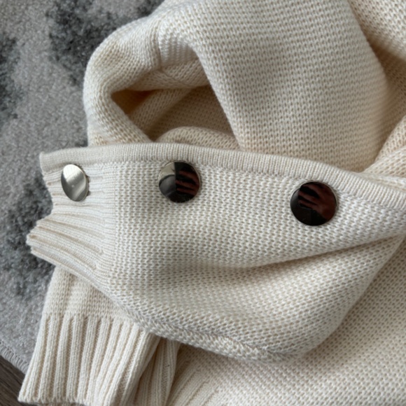 ba&sh Astana Button Sleeve Waffle Weave Cotton Wool Sweater - Picture 9 of 11